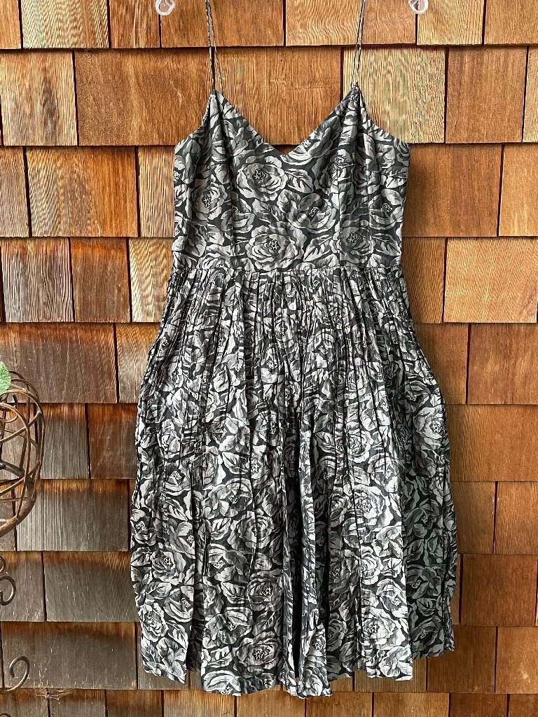 Nwt Tracy Reese Silver And Black Rose Print Ballerina Slip Dress In Women's 12